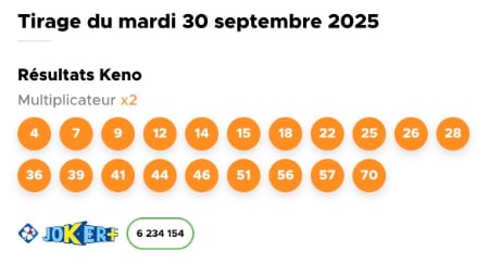 resultat keno 30 septembre 2025 tirage midi